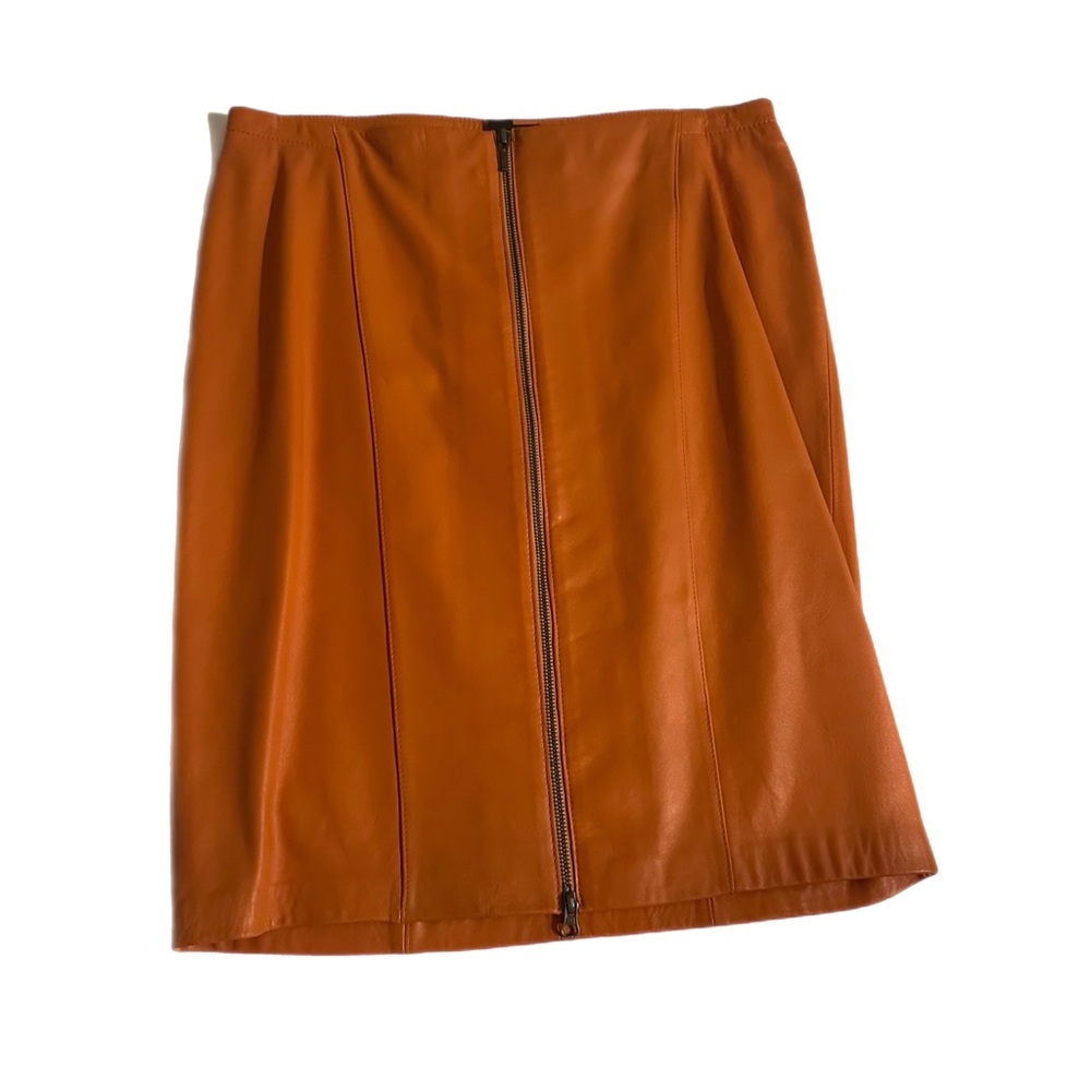 Danier Orange Asymmetrical Mini Pencil Skirt